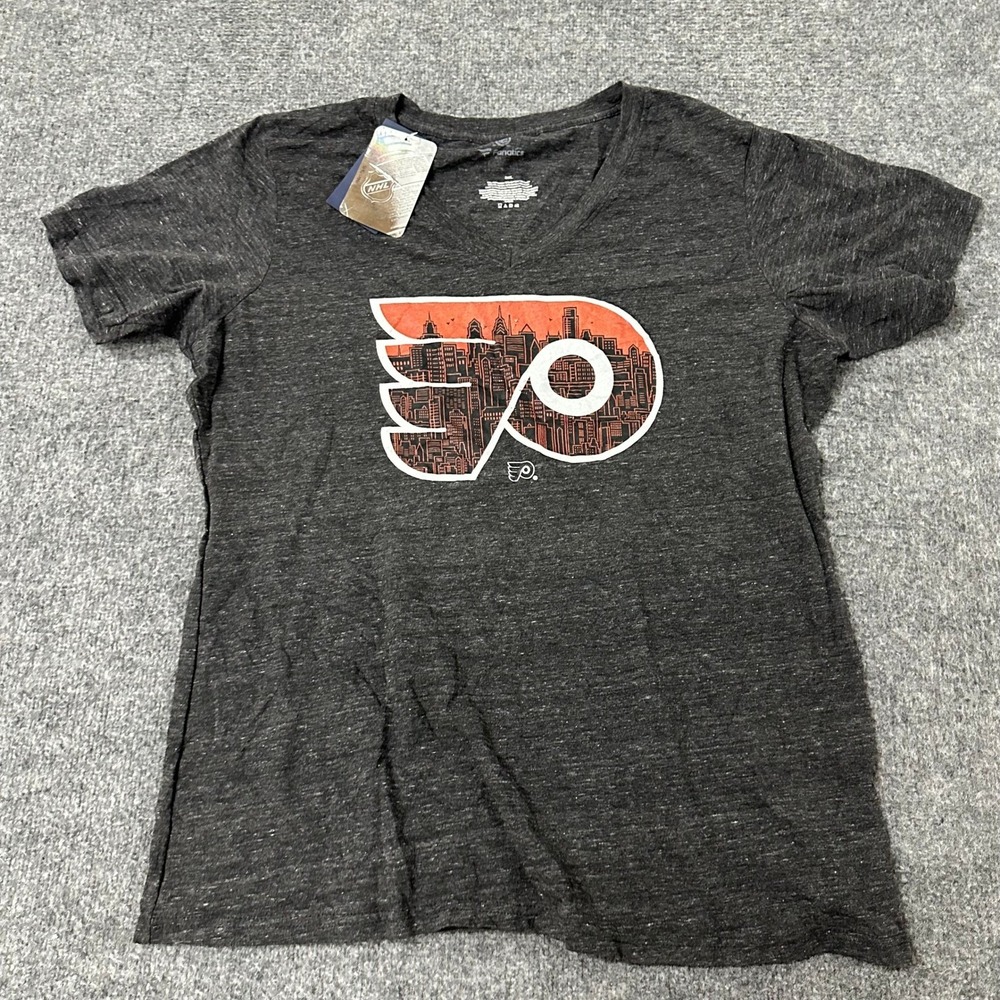 Fanatics T-Shirt Womens Size 3XL Charcoal Gray Philadelphia Flyers NHL V-Neck